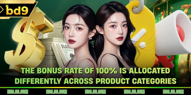 The bonus rate of 100% is allocated differently across product categories